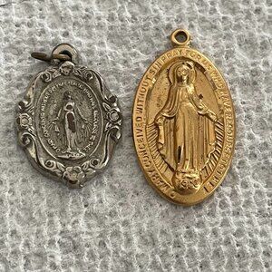 2 virgin mary pendants charms